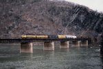 CSX 6235 leads a mixed freight west over the Potomac River